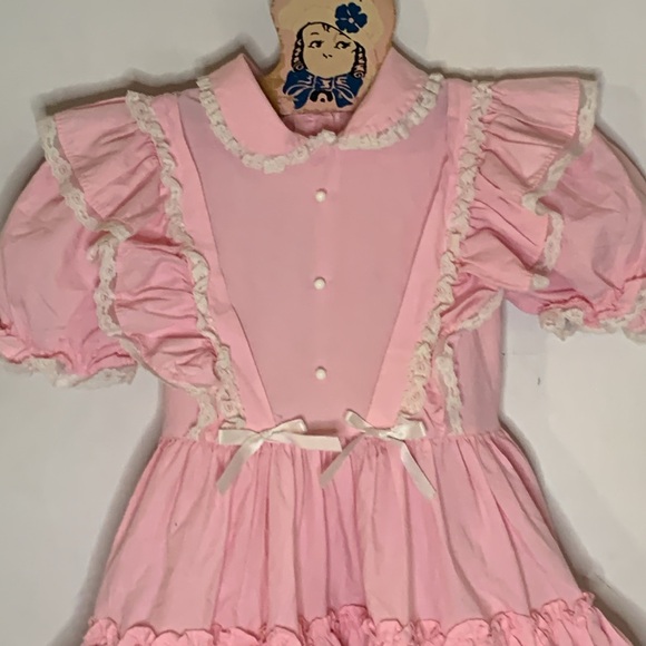 Vintage Mini World pink twirl pageant ruffle dress with lace trim Size 6 - Picture 3 of 9